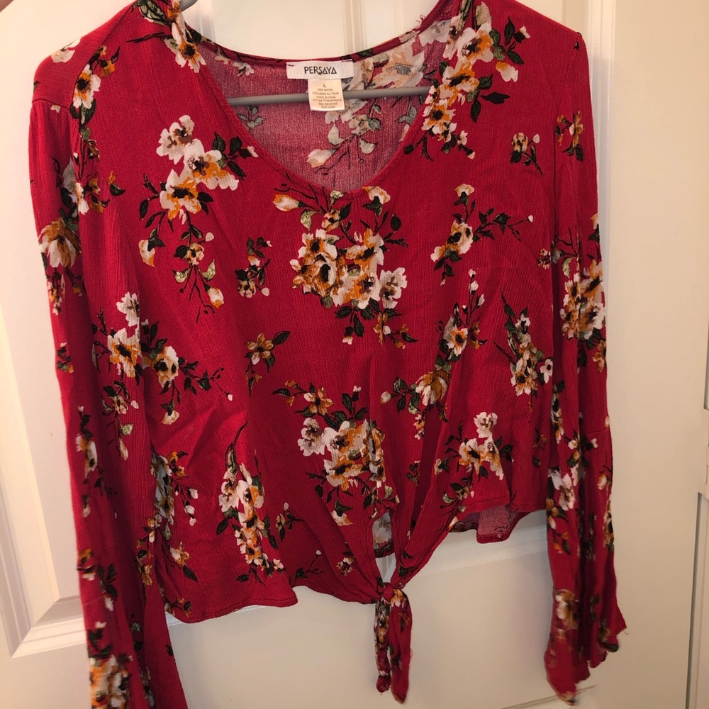 Floral flare sleeve blouse